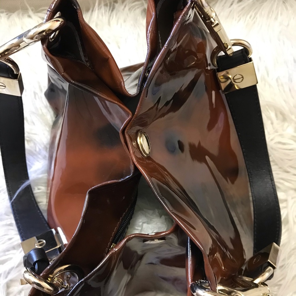 Jimmy Choo Black/ Brown Coated Leather Purse - Picture 3 of 6